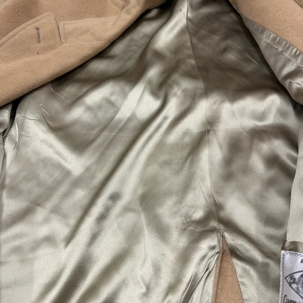 Brooks Brothers Overcoat 40R Tan Camel Hair Double Breasted Polo Coat Vintage - Picture 13 of 16